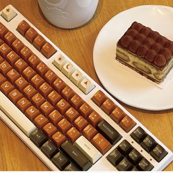 Набор Клавишных Колпачков ECHOME Espresso Coffee Theme с подкладкой из ПБТ-Красителя, двухцветный Колпачок для Аниме-клавиатуры с Профилем SA, Колпачок для механической Клавиатуры