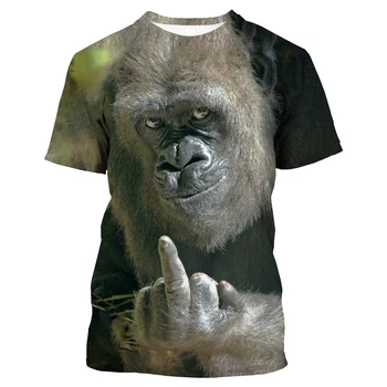 Новая Модная Пародийная футболка Gorilla Fun Monkey с 3D принтом, Мужская и Женская Летняя Повседневная Футболка с короткими Рукавами и животными, Топ